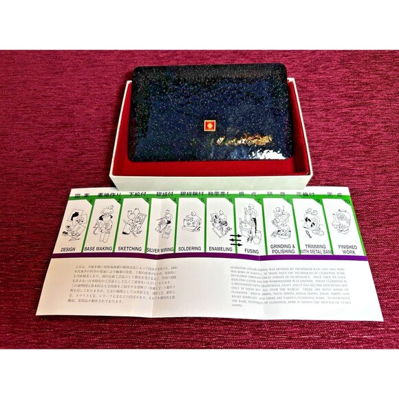 Vintage Japanese Ando Cloisonné Enamel Small Tray, Cherry Blossom on Tree Design - Picture 6 of 14